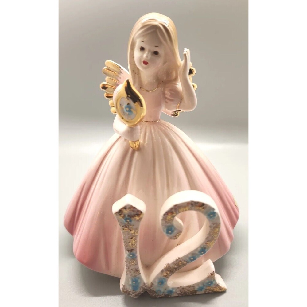 Vintage Josef Original Porcelain Birthday Angel Girl Figurine 12 Years Old w Tag
